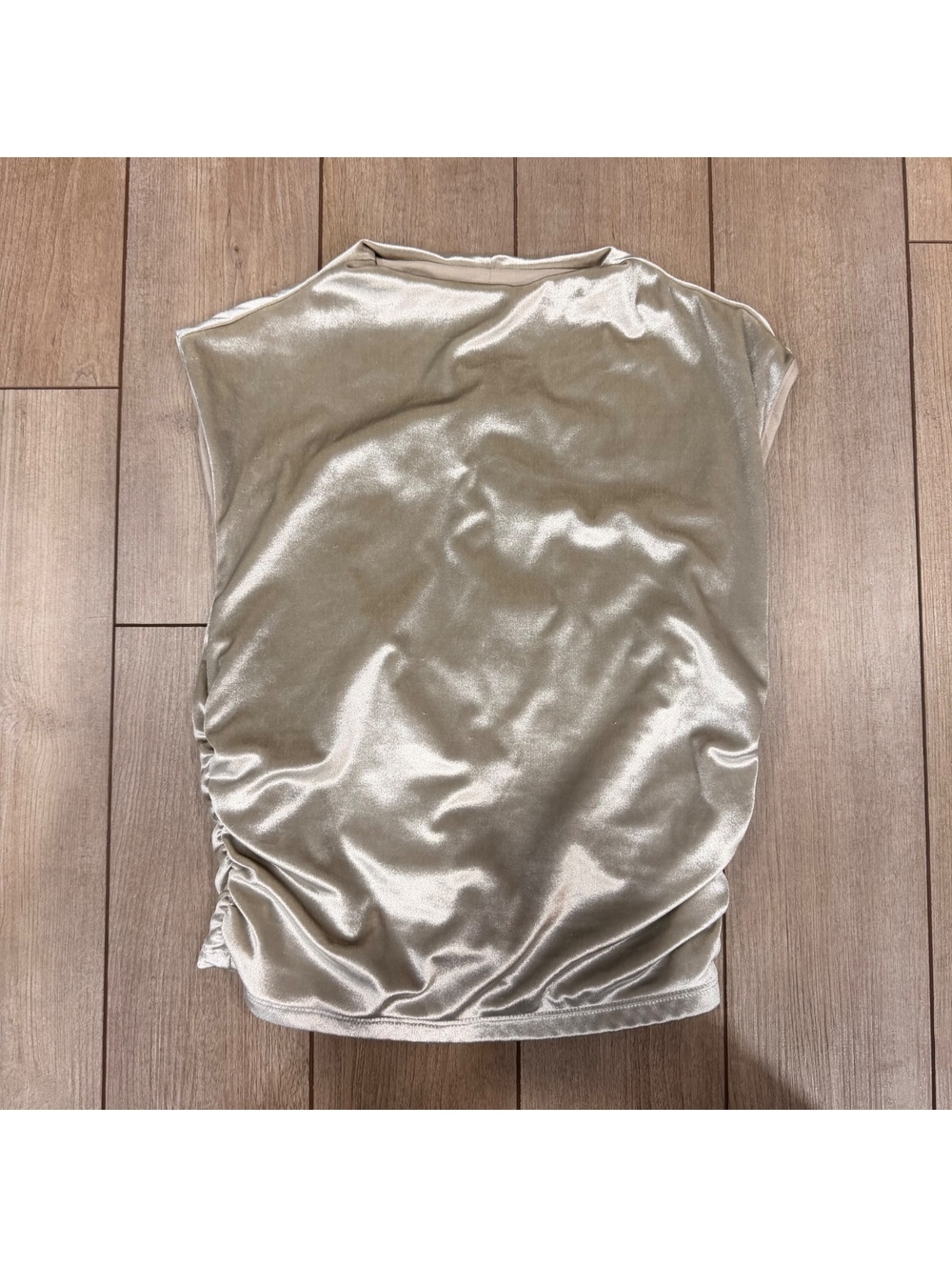Abercrombie & Fitch Paloma Liquid Shine Top Mock Neck Ruched Sides Womens size S